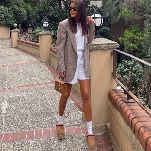 ZARA oversized checkered plaid blazer blogger favorite NWT